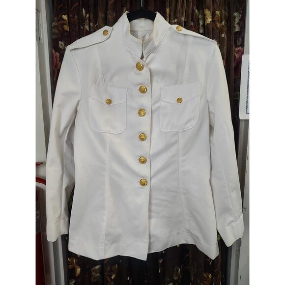 West Pointe India Whites Womens Dress Coat Gold Buttons Size 8
